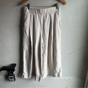GAP 100% Linen Pants Cream Wide Leg Coastal Grandma Minimal Clean Girl Sz 8